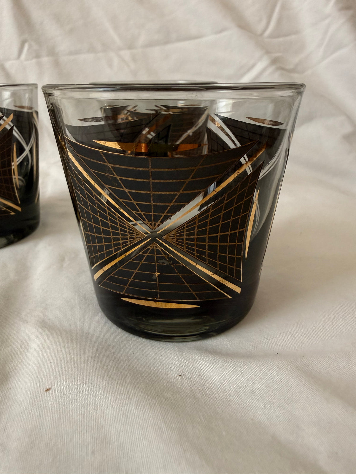 Close-up of gold grid pattern