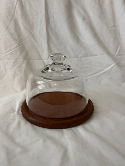 Dolphin teak cheese board with glass dome
