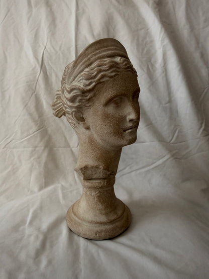 Goddess head, three-quarter view
