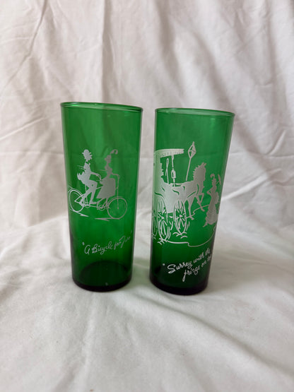 Pair of forest green printed tumblers