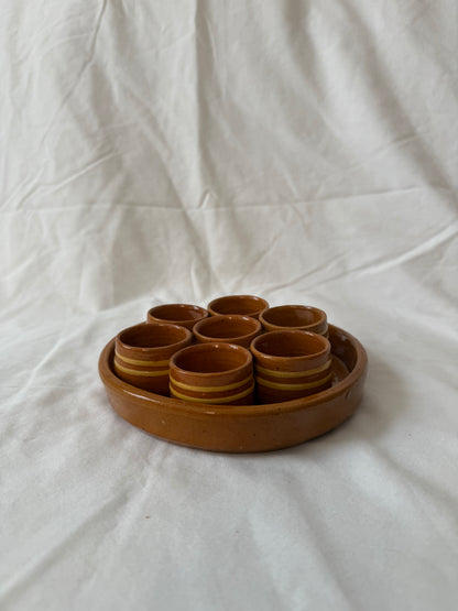 Stoneware condiment set, side view