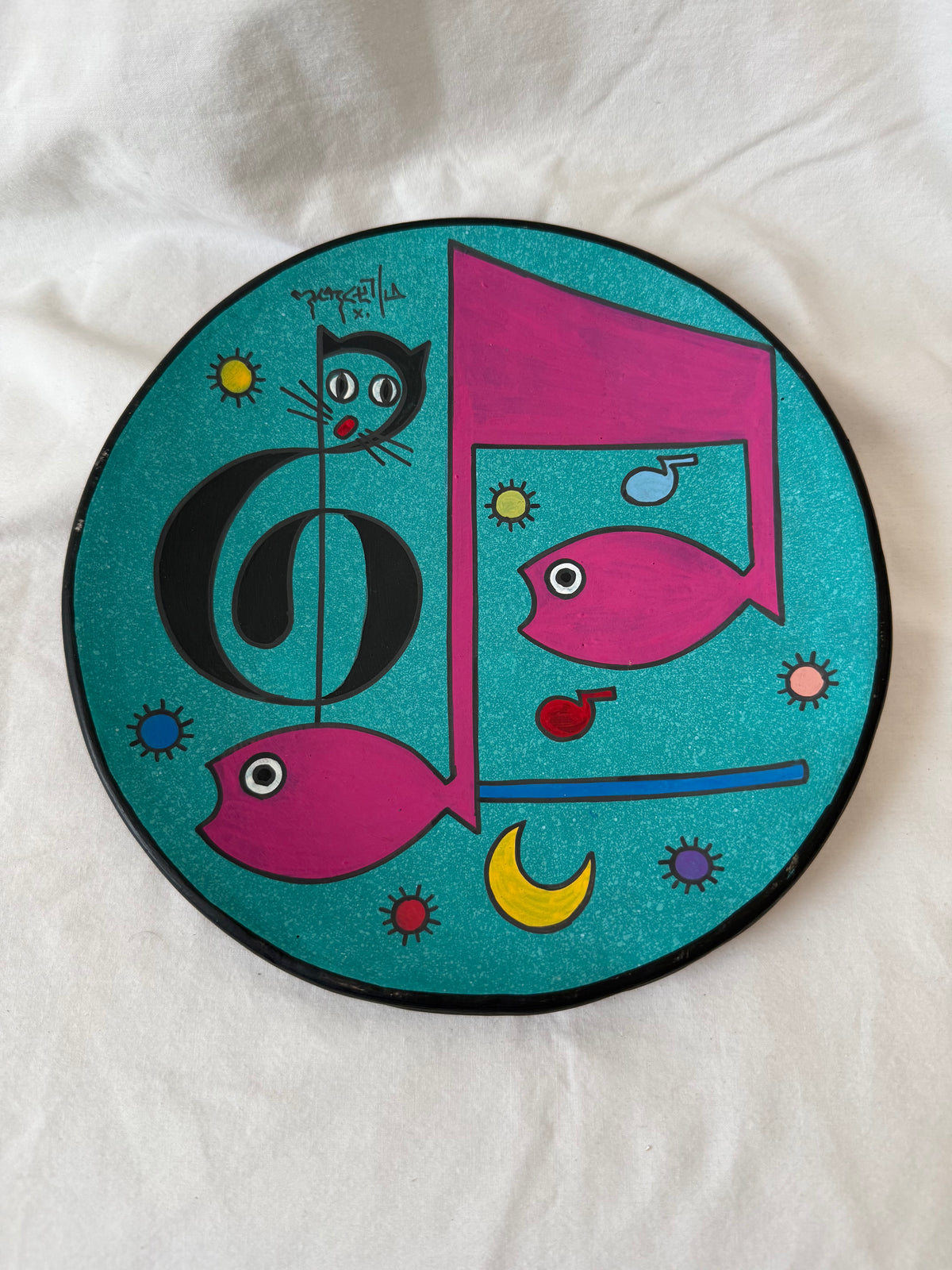 El Gato hand-painted ceramic plate