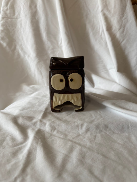 Brown Owl Container/Dispenser  with Lid