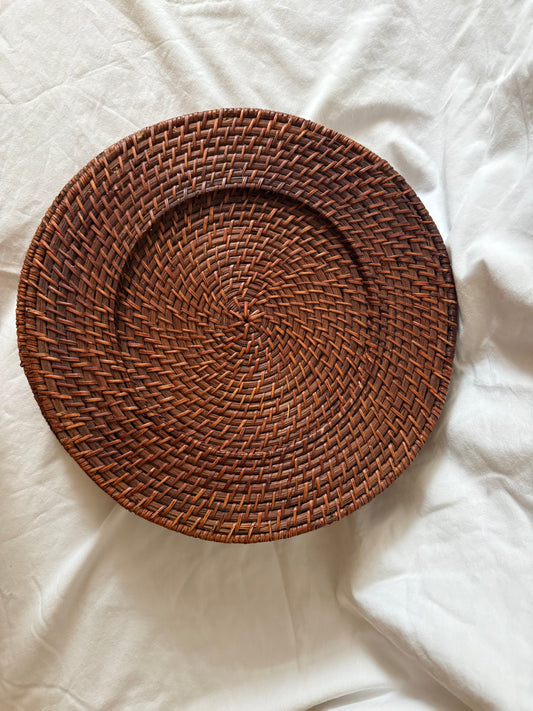 Woven Rattan Charger Plates, Set of 4