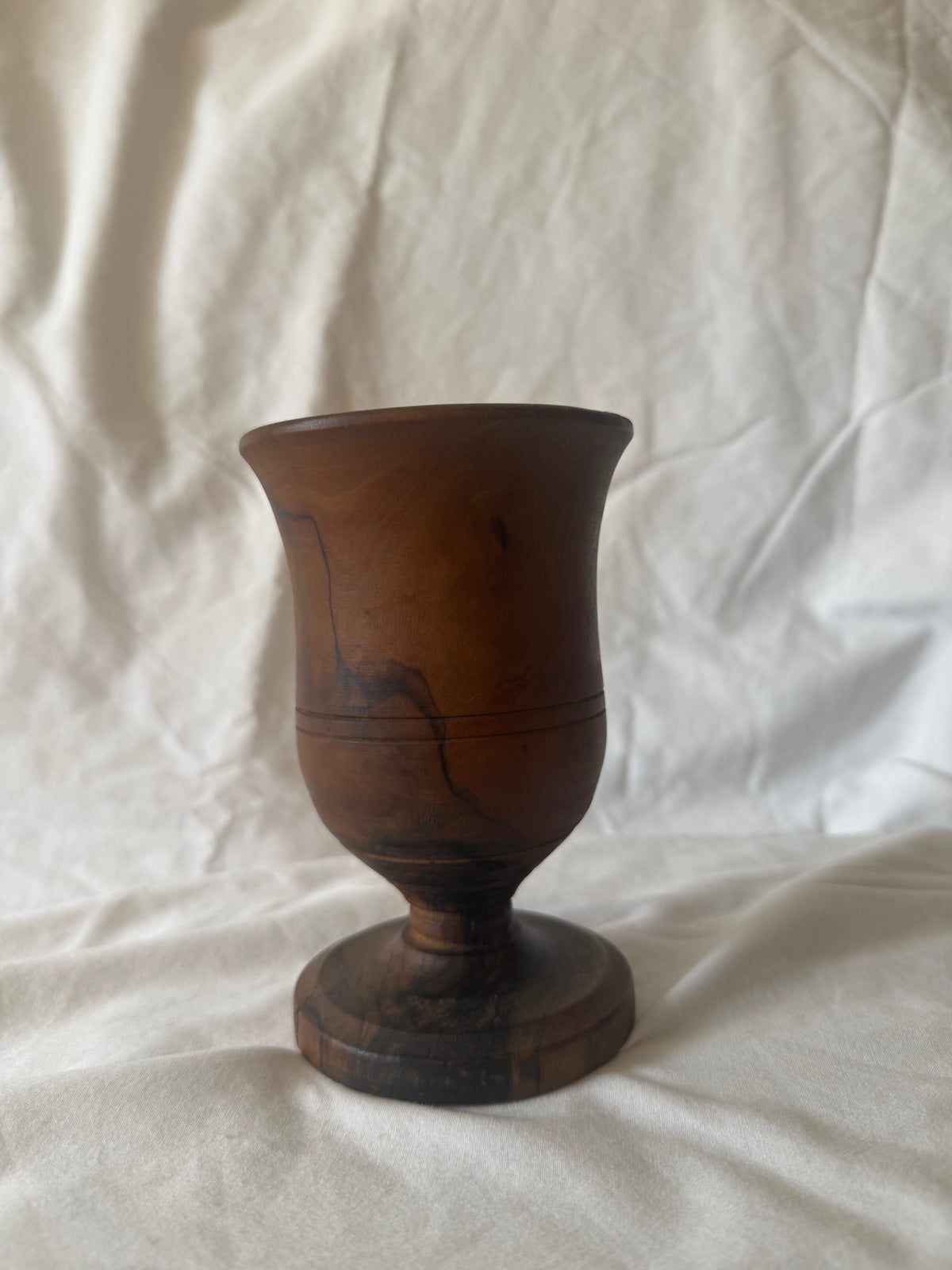 Turned wood footed goblet vase
