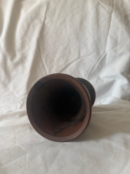 Interior of turned wood goblet vase