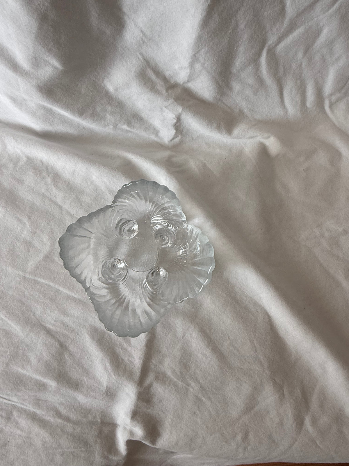 Viking glass shell footed dish from above