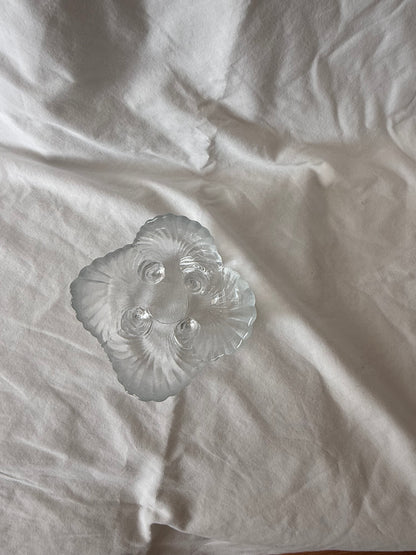 Viking glass shell footed dish from above