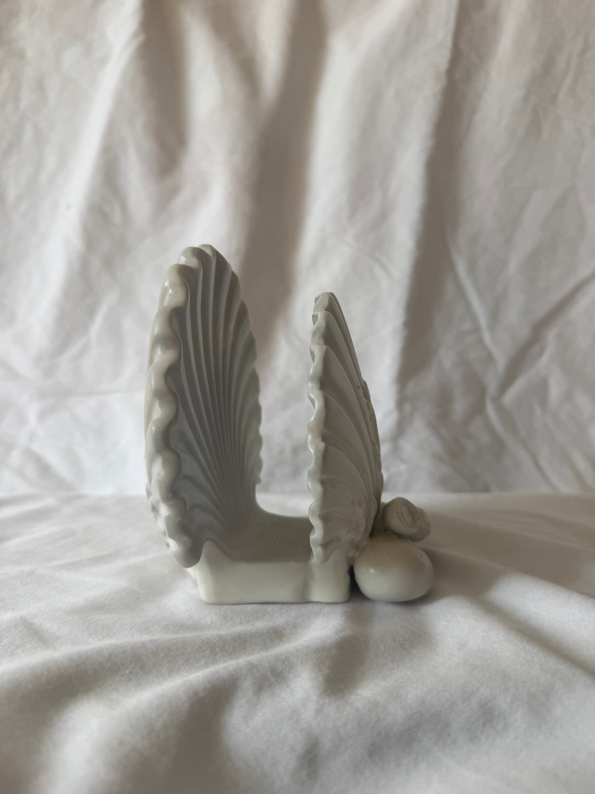 Side view of shell letter holder showing opening