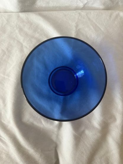 Cobalt blue glass bowl from above