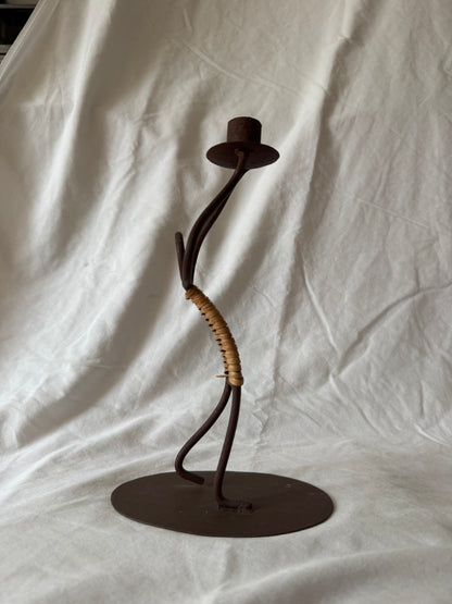 Iron and rattan figure candlestick, view 5