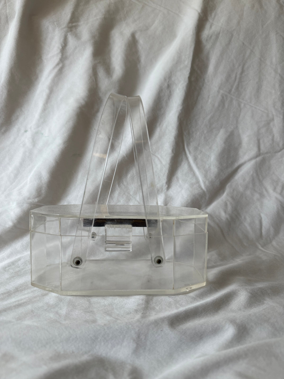 Clear lucite octagonal handbag