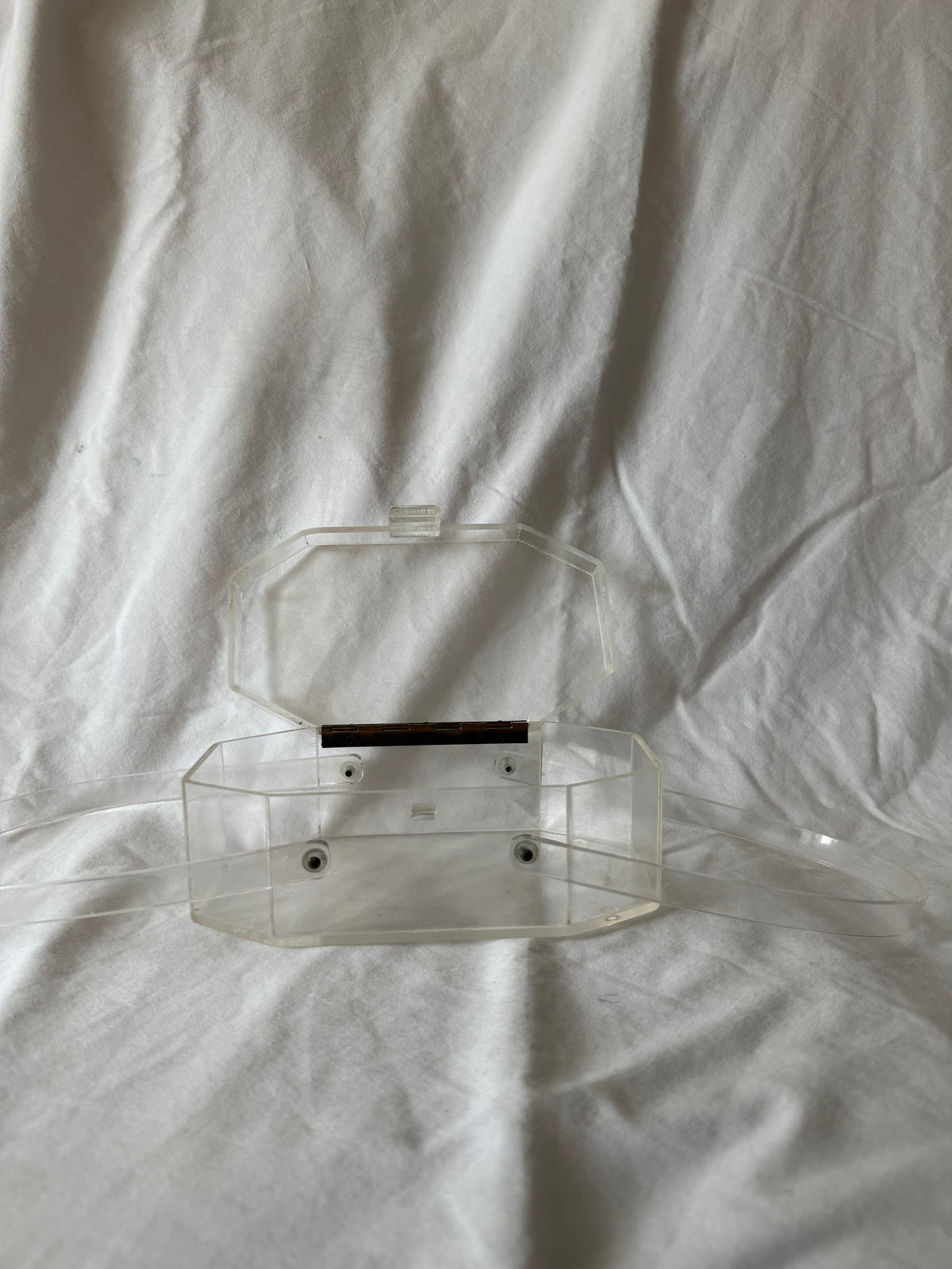 Clear lucite octagonal handbag, view 3