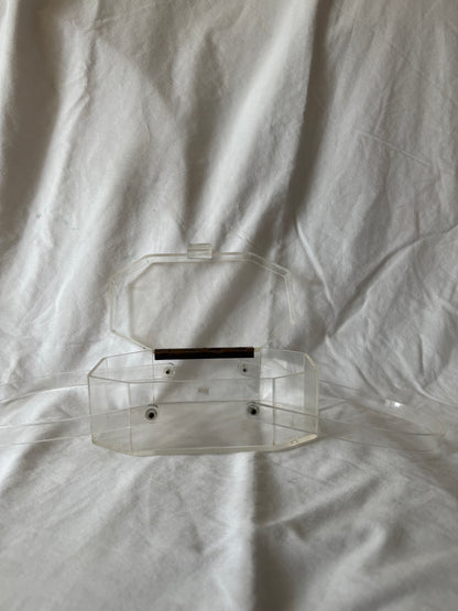 Clear lucite octagonal handbag, view 3