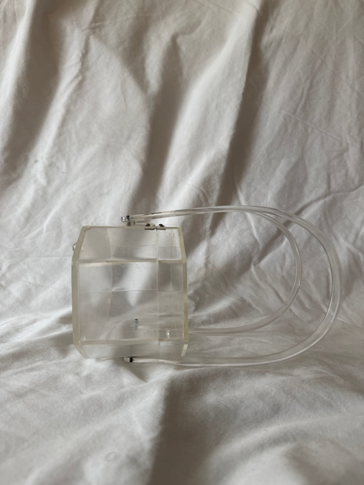 Clear lucite octagonal handbag, view 5
