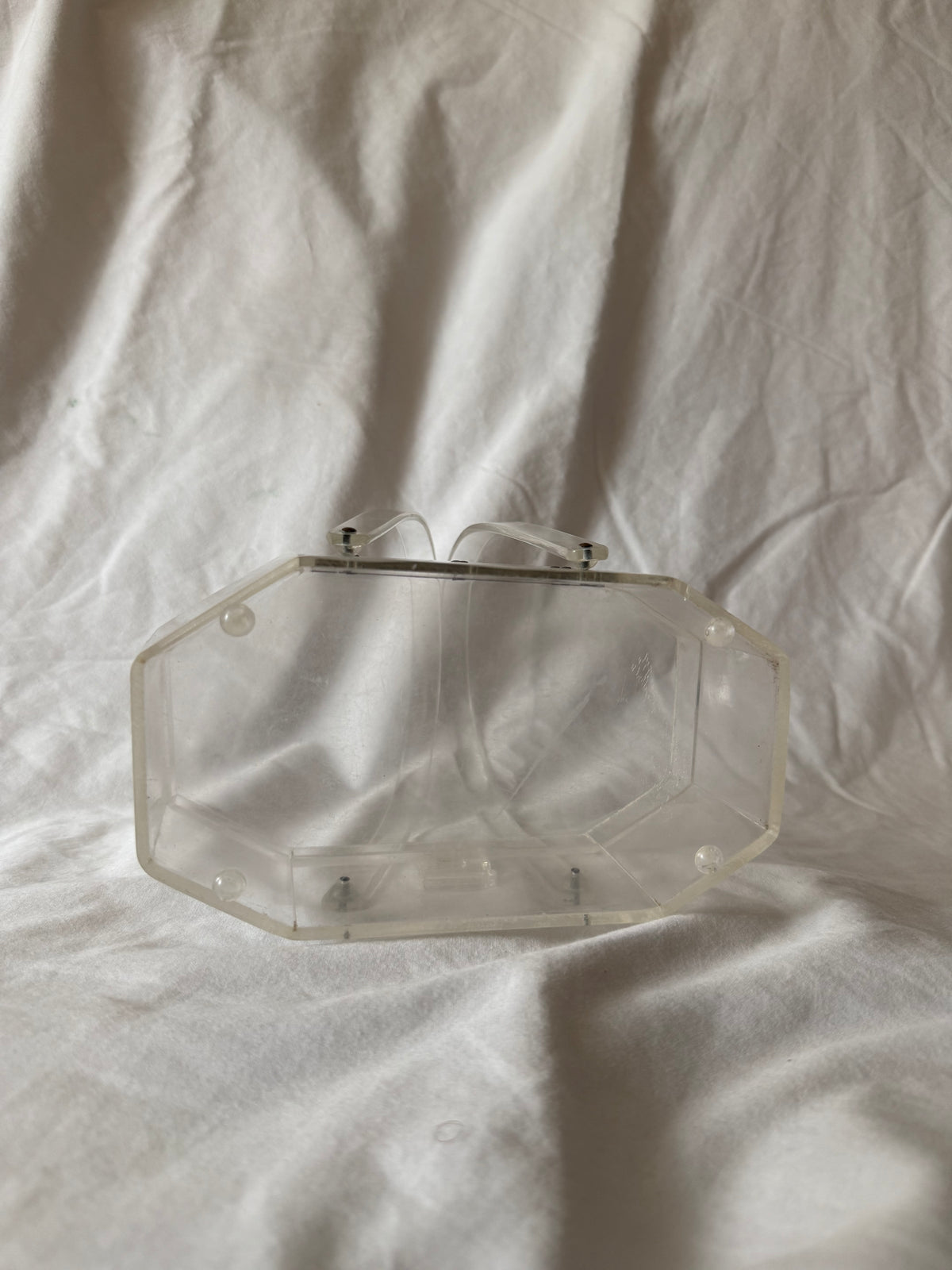 Clear lucite octagonal handbag, view 6