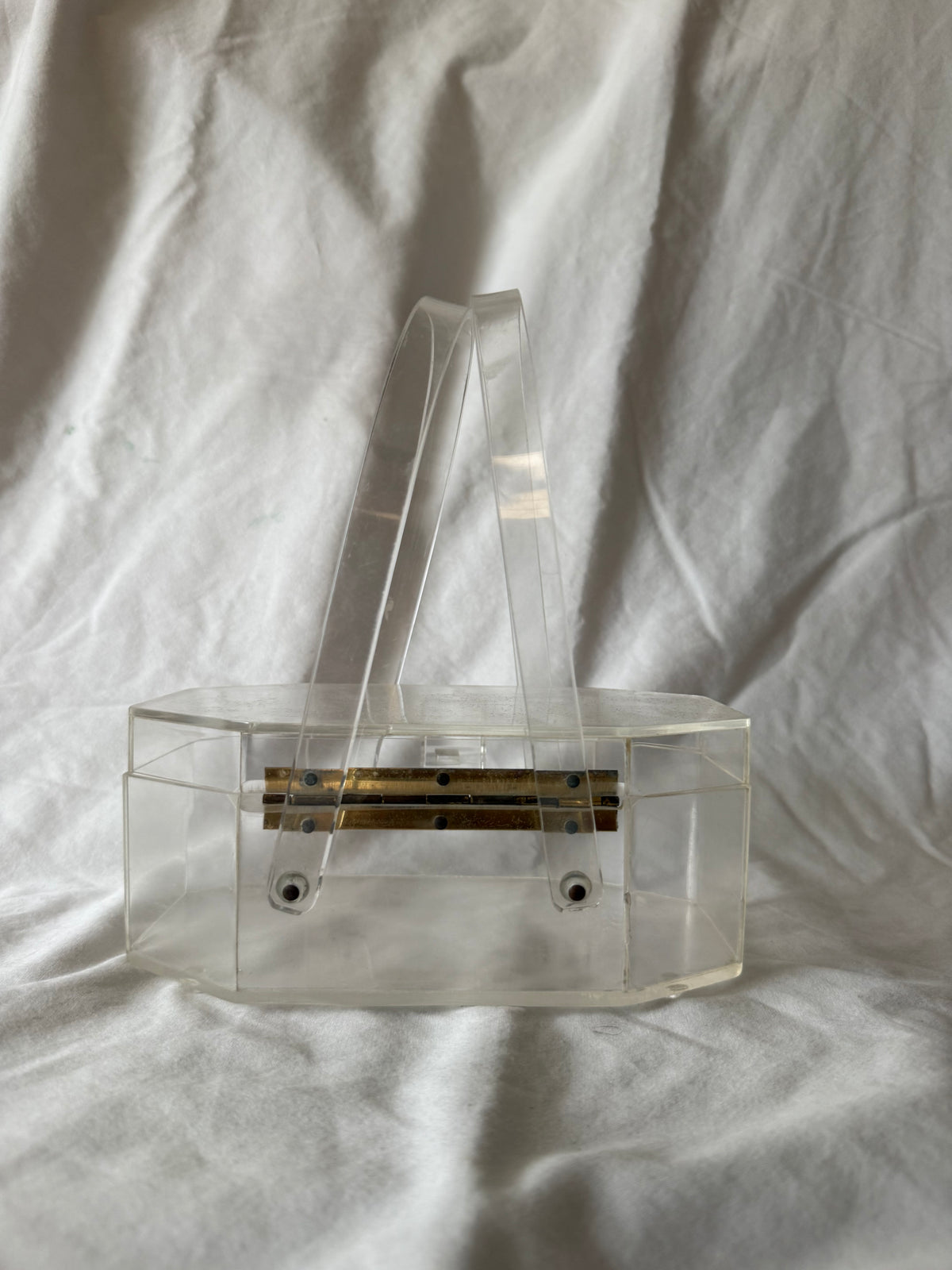 Clear lucite octagonal handbag, view 2