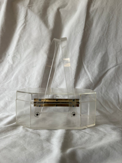 Clear lucite octagonal handbag, view 2