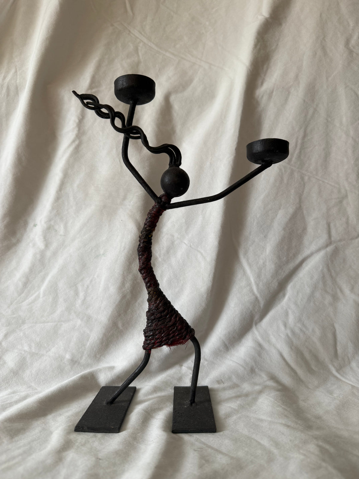 Iron dancing figure double candle holder, view 2