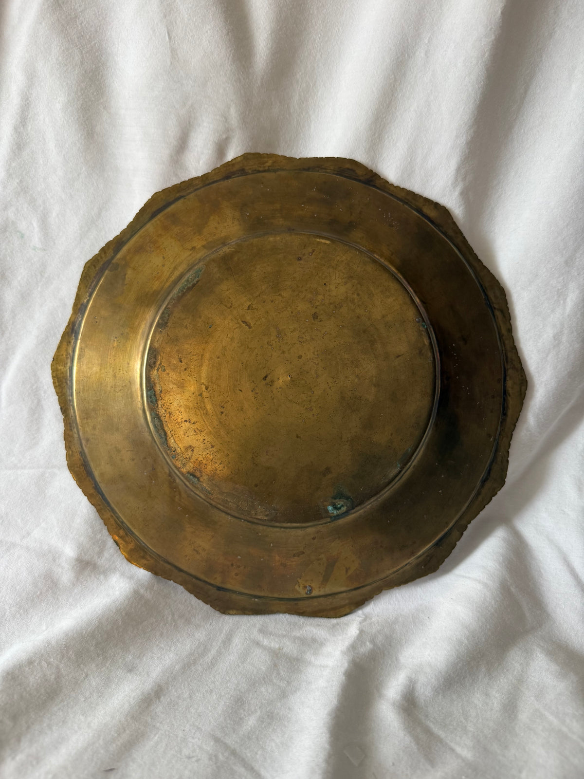 Persian-style engraved brass tray, view 2