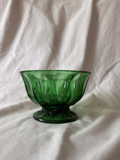 Green glass footed compote