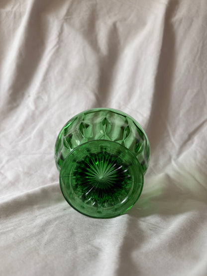 Green glass footed compote, view 4