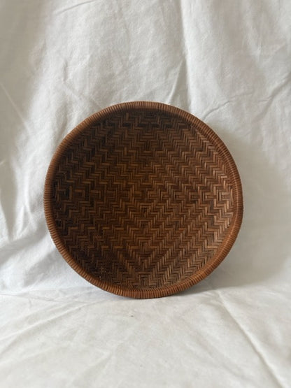 Herringbone Woven Bamboo Basket