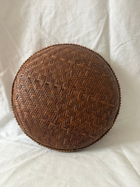 Herringbone Woven Bamboo Basket