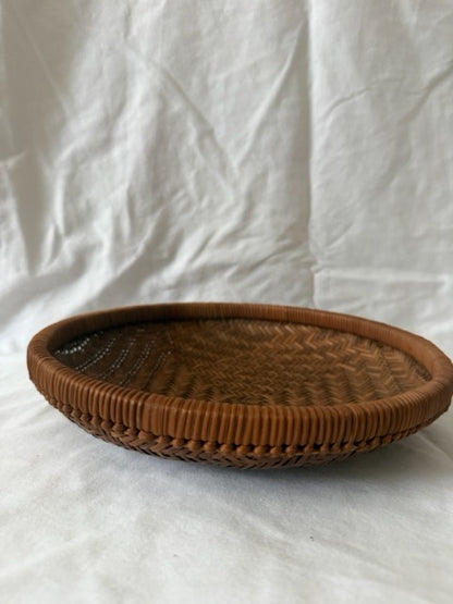Herringbone Woven Bamboo Basket