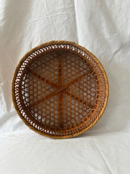 Japanese-Style Open-Weave Bamboo Tray Basket