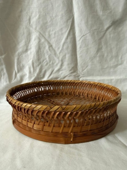 Japanese-Style Open-Weave Bamboo Tray Basket