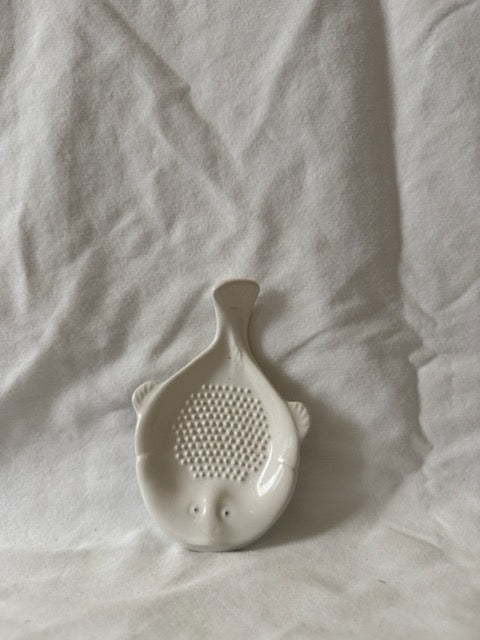 White Porcelain Fish Ginger Grater, Japan