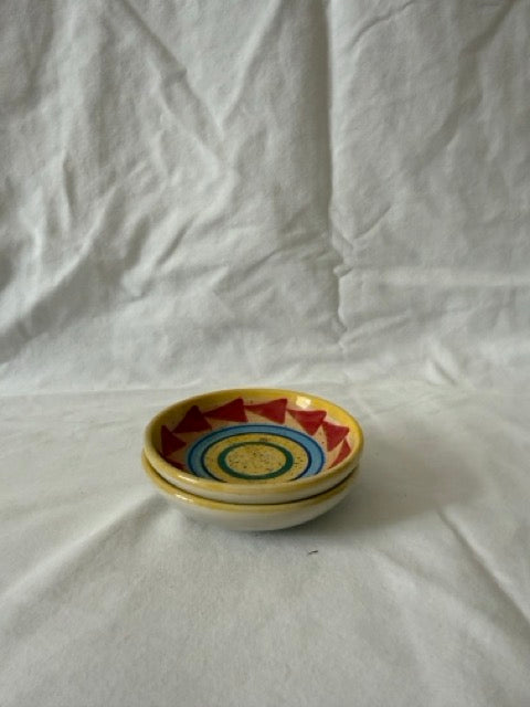 Pair of Hand-Painted Pottery Dip Dishes