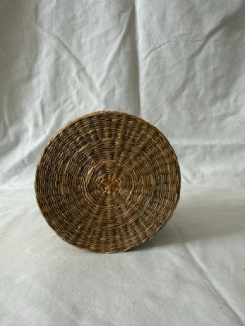 Woven Grass Lidded Basket, Round