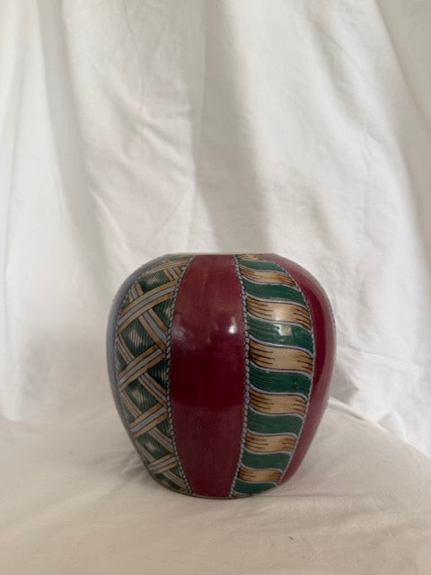 Hand-Painted Porcelain Patchwork Jar Vase