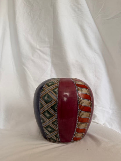 Hand-Painted Porcelain Patchwork Jar Vase