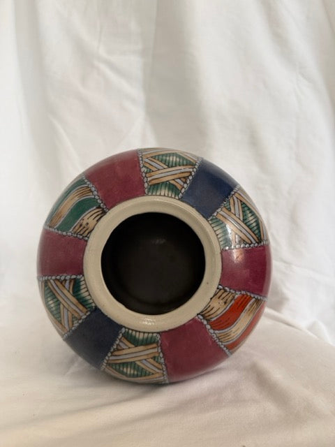 Hand-Painted Porcelain Patchwork Jar Vase