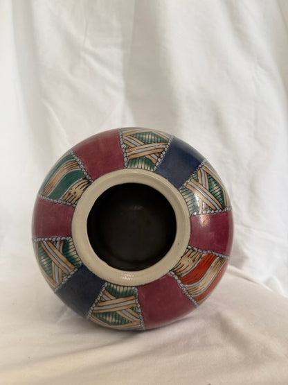 Hand-Painted Porcelain Patchwork Jar Vase