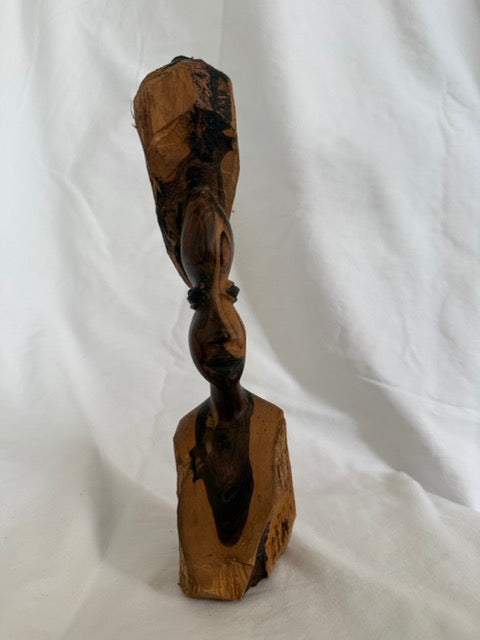 Hand-Carved Two-Tone Wood Bust