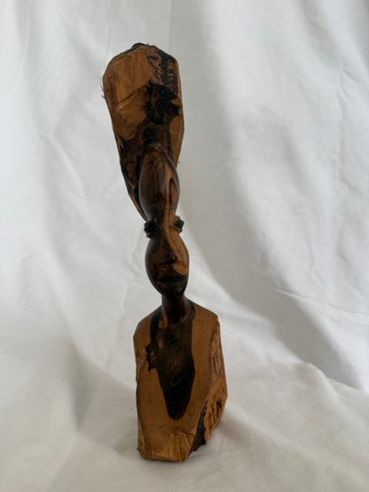 Hand-Carved Two-Tone Wood Bust