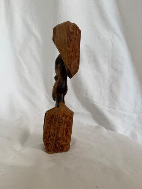 Hand-Carved Two-Tone Wood Bust