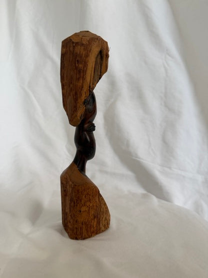Hand-Carved Two-Tone Wood Bust