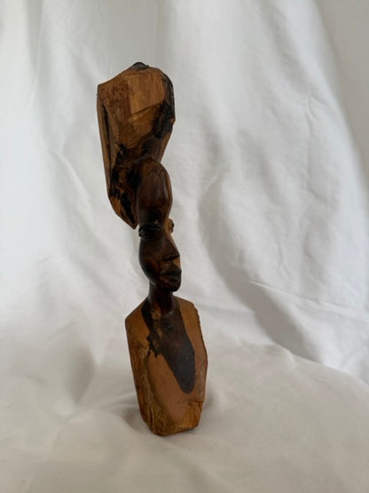 Hand-Carved Two-Tone Wood Bust