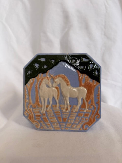 Blue Ceramic Unicorn Trinket Box