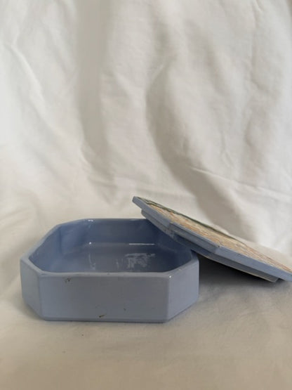 Blue Ceramic Unicorn Trinket Box
