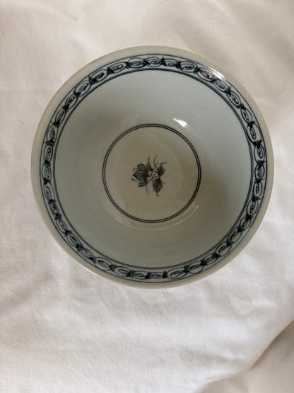 Hand-Painted Porcelain Rice Bowl with Red Flower