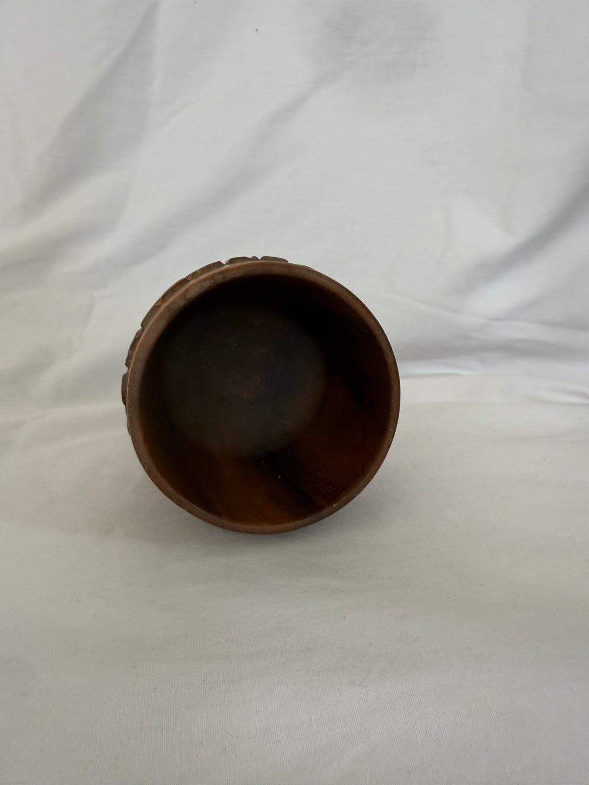 Carved Wood Goblet with Floral Band