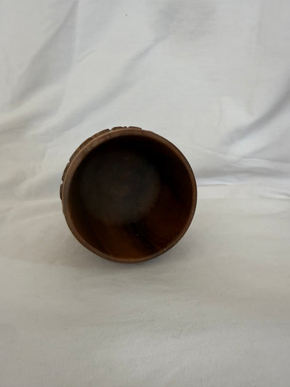 Carved Wood Goblet with Floral Band