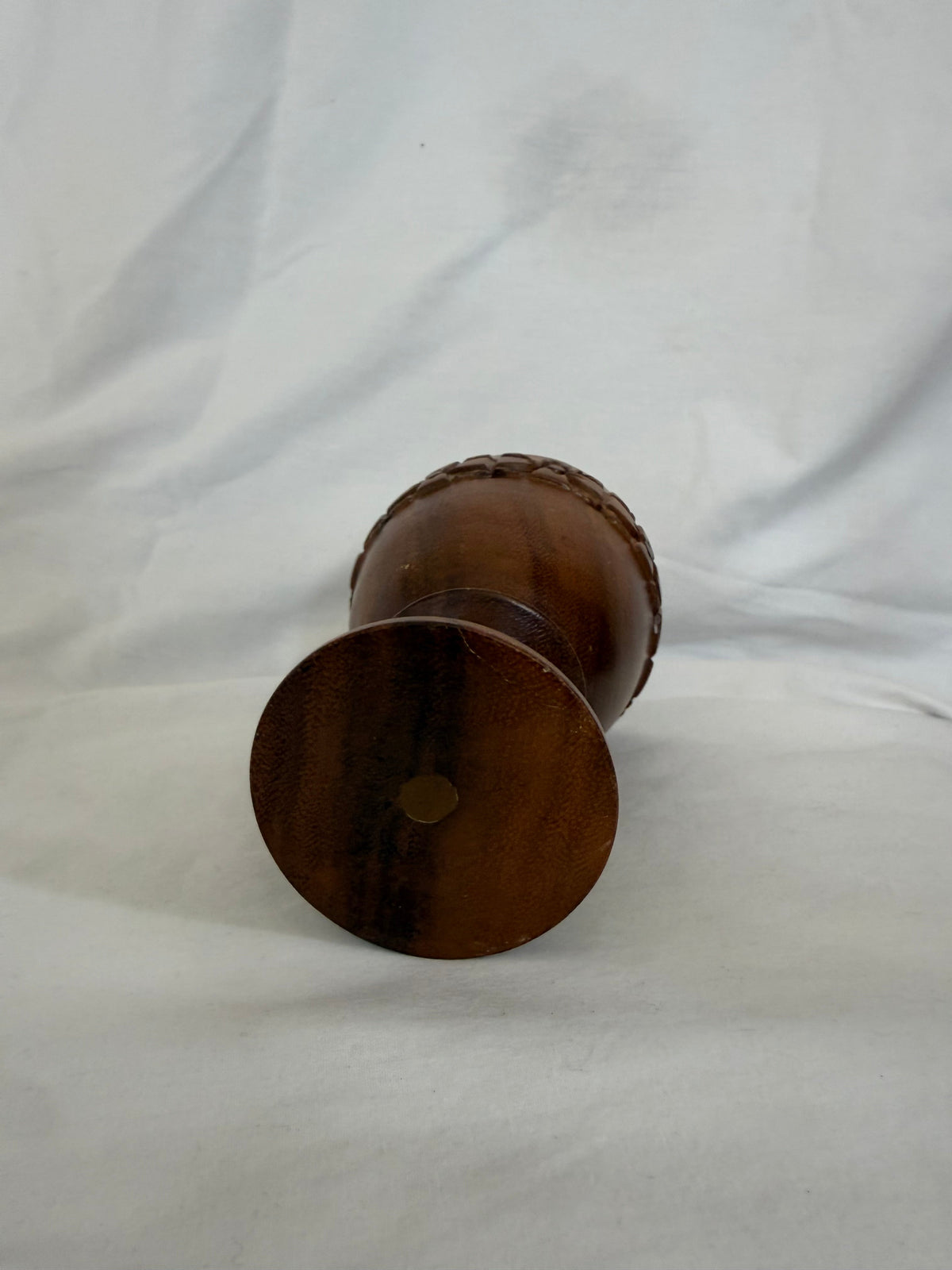 Carved Wood Goblet with Floral Band