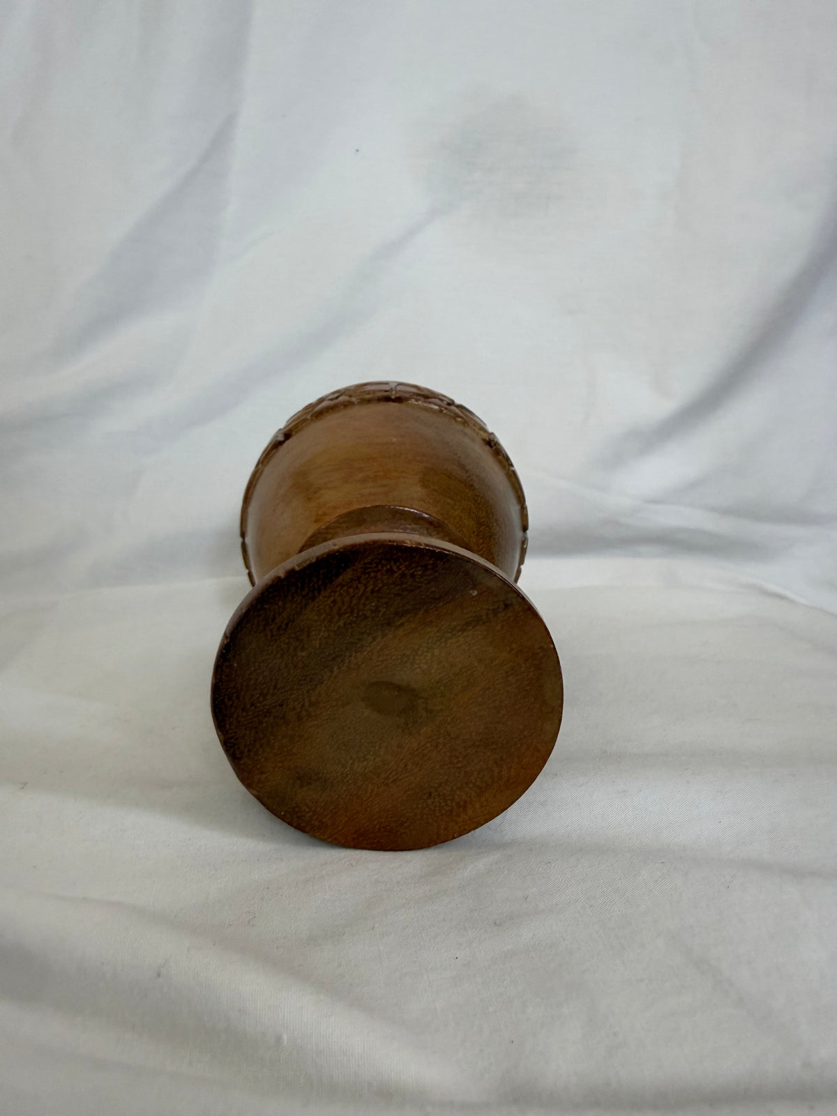 Carved Wood Goblet with Floral Band